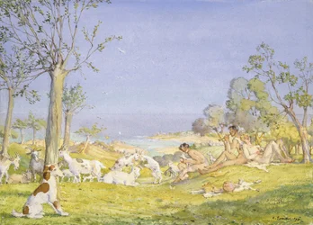 Landschaft mit Hirten und Ziegen, 1931